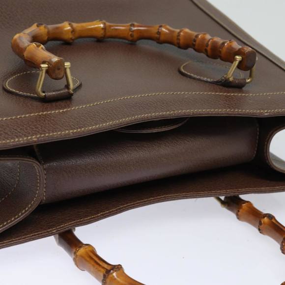 GUCCI Bamboo Hand Bag Leather Brown 002 2853 0260 0 Auth ep4626 - Picture 6 of 16